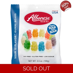 Albanese Sour 12 Flavour Gummi Bears - Gummy Sweets 100g Bag
